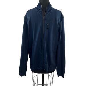 Mack Weldon Navy Blue Men's Track Jacket Stretch Mock Neck Full Zip Size Large L